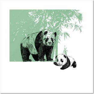 Panda family print Posters and Art